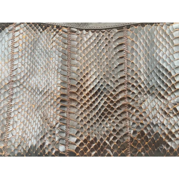 Women's Vintage La Belle Brown Snakeskin Clutch Small - Picture 15 of 15